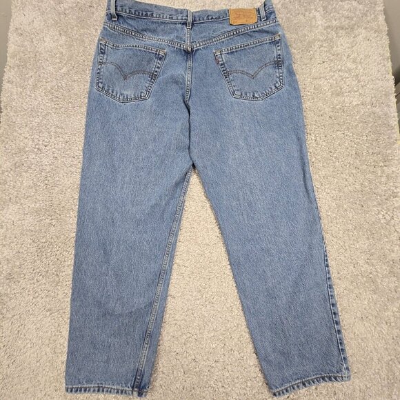 Levis 550 Jeans Men 42x30 (Fits 38x30) Blue Relaxed Tapered Fit 90s Denim - Picture 6 of 12